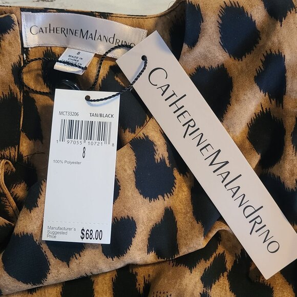 Catherine Malandrino Leopard Print Blouse 3/4 Balloon Sleeve NEW 8 Glam - Picture 4 of 7